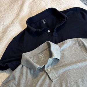 J. Crew Men's Polo Shirts - Dark Blue and Light Gray
